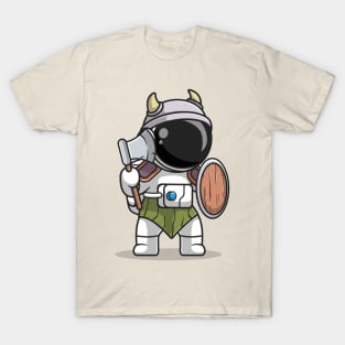 Cute Astronaut Knight Viking Cartoon T-Shirt